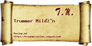 Trummer Milán névjegykártya